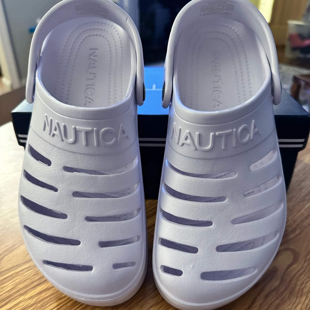 Nautica White Slip-On Clogs